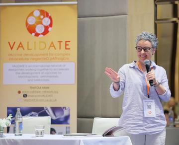 Dr Maria Adelaida Gomez speaking a the VALIDATE Annual Meeting