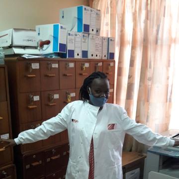 Happy researcher in labcoat happy researcher in labcoat