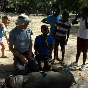 Future vets working on a warthog project.