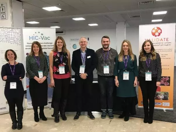 The GCRF Network Managers at the BSI Congress 2017, with Prof Peter Openshaw (President, BSI) and Dr Martin Broadstock (MRC)