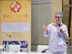 Dr Maria Adelaida Gomez speaking a the VALIDATE Annual Meeting